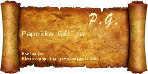 Paprika Géza névjegykártya